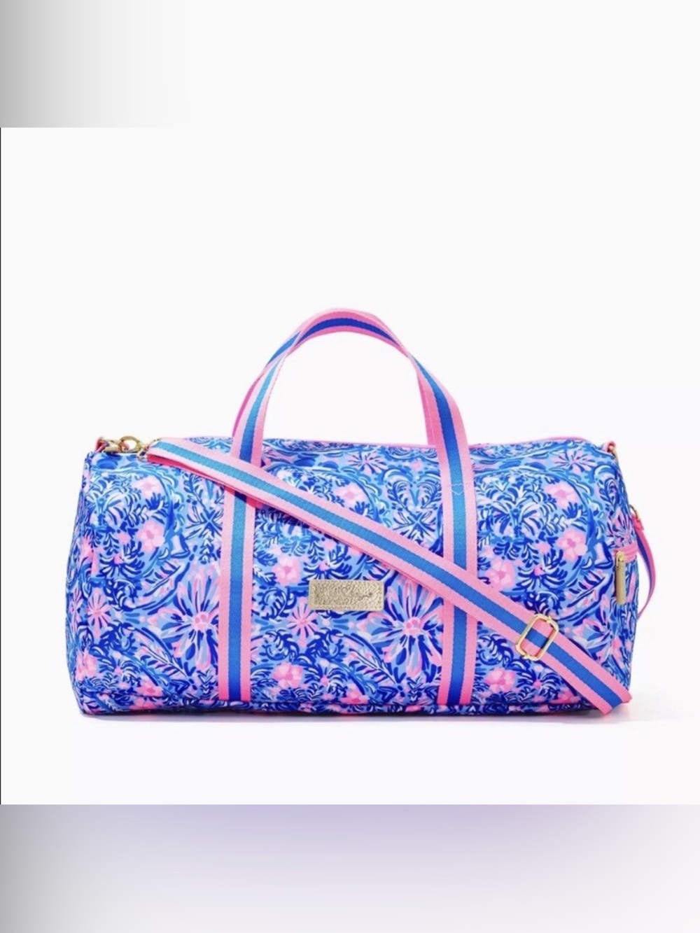 NWT Lilly Pulitzer Lani Duffle Bag Blue Peri Takin It Easy pink blue